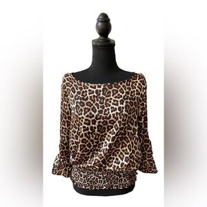 Michael Kors: Leopard Print Silky Shirt with an Elastic Waistband